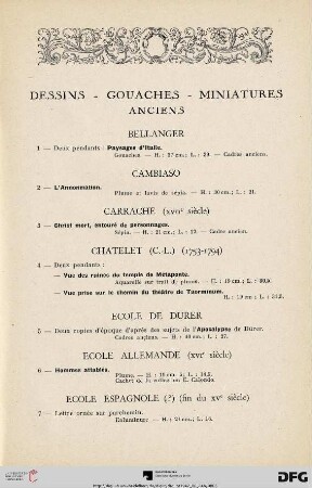 Dessins - Gouaches - Miniatures anciens (Nr. 1-26)