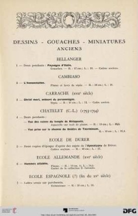 Dessins - Gouaches - Miniatures anciens (Nr. 1-26)