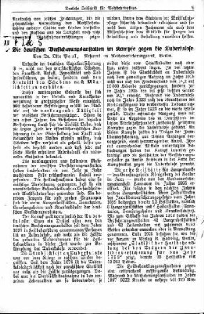 Die deutschen Versicherungsanstalten im Kampfe gegen die Tuberkulose