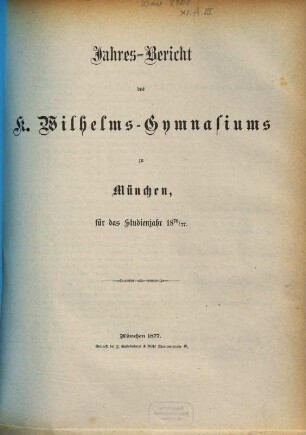 Jahresbericht. 1876/77