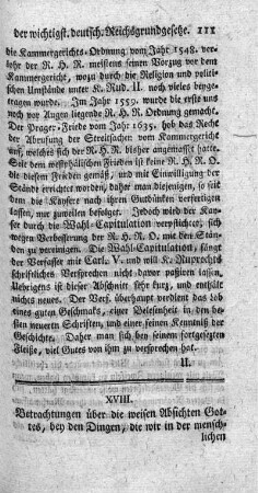XVIII. Betrachtungen über die weisen Absichten Gottes. T.4.