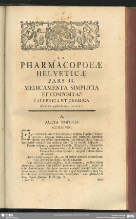Pars II. Medicamenta Simplicia Et Composita, Gallenica Et Chemica