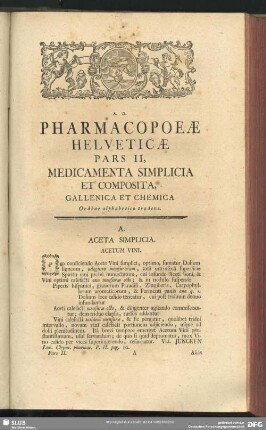 Pars II. Medicamenta Simplicia Et Composita, Gallenica Et Chemica