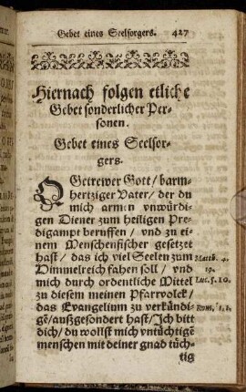Hiernach folgen etliche Gebet sonderlicher Personen