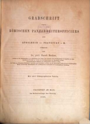 Neujahrsblatt des Vereins für Geschichte und Altertumskunde zu Frankfurt a.M.. 1868