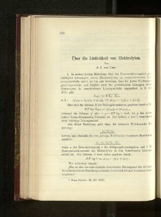 Über die Löslichkeit von Elektrolyten.