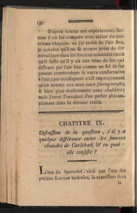 Chapitre IX. Discussion de la question, d'il y a quelque différence entre les sources chaudes de Carlsbad, & en quoi elle consiste?
