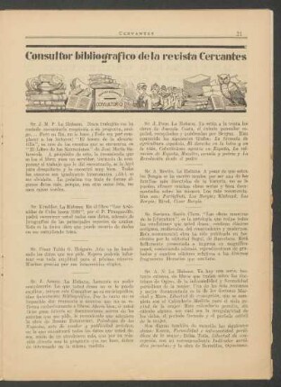 Consultor bibliográfico de la revista Cervantes
