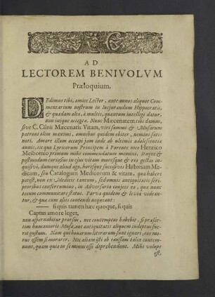 Ad lectorem benivolum praeloquium.