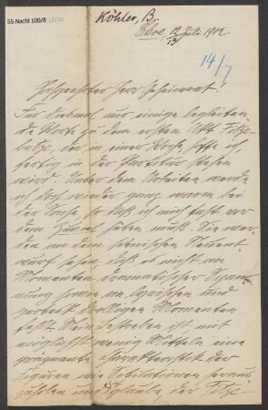 Brief an Ludwig Strecker  und B. Schott's Söhne : 12.07.1902