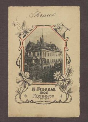 Menukarte, vermutlich zur Hochzeit Wilhelm Rosset - Elisabeth Fehrenbach