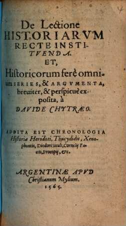 De lectione historiarum recte instituenda