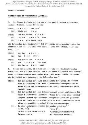 Überlegungen zu Verberstexklamativen