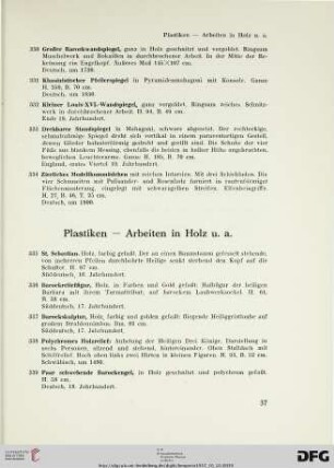 Plastiken – Arbeiten in Holz u.a. (Nr. 335-363)
