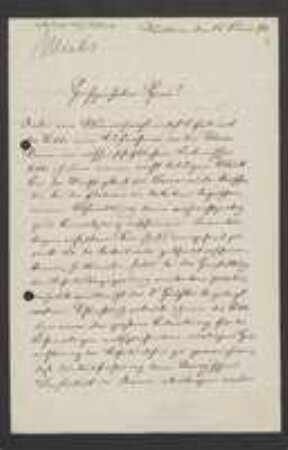 Brief von Arthur Minks an Unbekannt