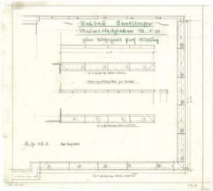 Billing, Hermann; Karlsruhe (Baden-Württemberg), Kolpingplatz; Kolpingplatz (früher Karlsplatz) - Neubau Kantstraße, Wohnhaus Billing, Mauerabdeckplatten (Grundrisse; Schnitte)