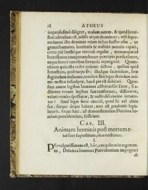 Cap. III. Animam hominis post mortemeius fore superstitem, demonstratur.