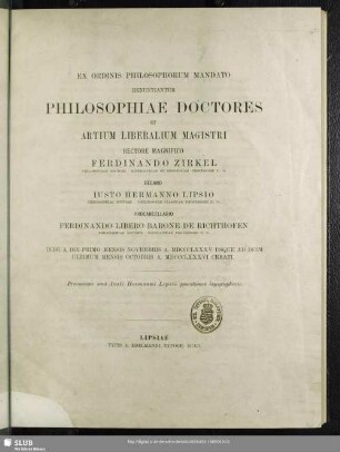1885/86: Ex Ordinis Philosophorum mandato renuntiantur philosophiae doctores et artium liberalium magistri