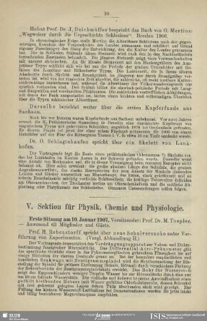V. Sektion für Physik, Chemie und Physiologie