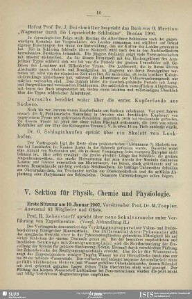 V. Sektion für Physik, Chemie und Physiologie