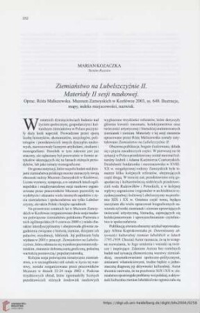 66: [Rezension von: Róża Maliszewska, Ziemiaństwo na Lubelszczyźnie II. Materiały II sesji naukowej]