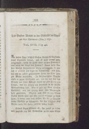 Tod Gustav Adolph in der Schlacht bei Lützen am 6ten Windmond (Nov.) 1632. Tab. XVIII. Fig. 42.