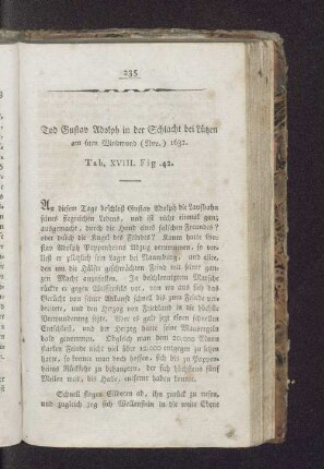 Tod Gustav Adolph in der Schlacht bei Lützen am 6ten Windmond (Nov.) 1632. Tab. XVIII. Fig. 42.