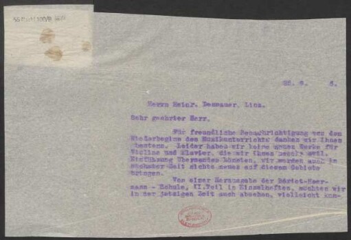 Brief an Heinrich Dessauer : 25.09.1916