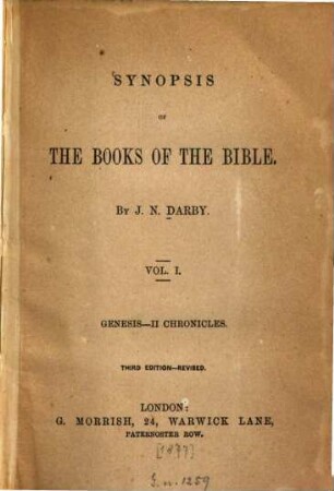 Synopsis of the books of the Bible. 1
