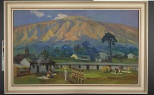 Militärstation Bamenda, im Vordergrund ein Dorf der Mussahs (Kamerun)