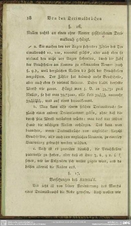 § 17. Versetzungen des Komma's