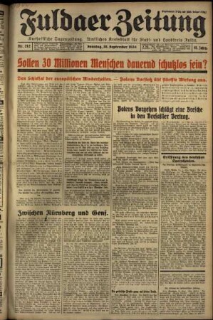 Erste Ausgabe vom Sonntag, den 16. September 1934.