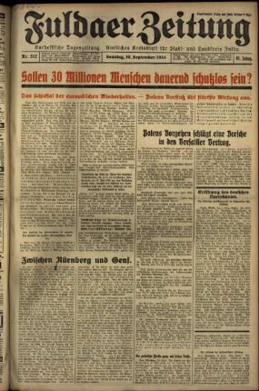Erste Ausgabe vom Sonntag, den 16. September 1934.