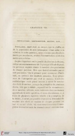 Chapitre VII: Population, instruction, mœurs, etc.