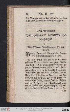 Erste Abtheilung: Von Dänemarks natürlicher Beschaffenheit