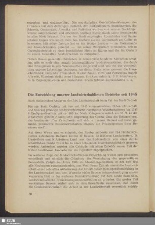 Die Entwicklung unserer landwirtschaftlichen Betriebe seit 1945