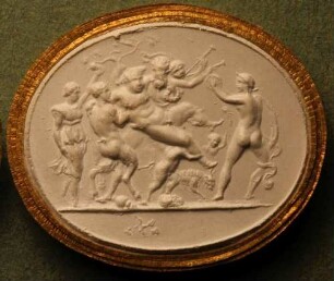 Der trunkene Bacchus wird von Silenen und Satyrn getragen (Daktyliothek, Erstes Mythologisches Tausend)