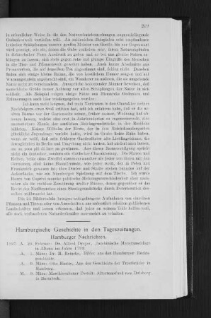 Hamburgische Geschichte in den Tageszeitungen.