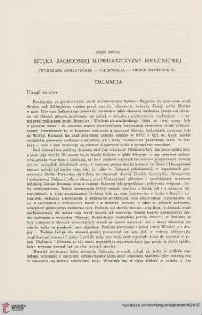 Część druga – Sztuka zachodniej Słowiańszczyzny południowej (wybrzeże adriatyckie – Chorwacja – ziemie słoweńskie)