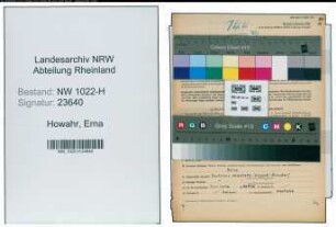 Entnazifizierung Erna Howahr , geb. 09.05.1912 (Krankenschwester)