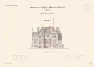 Kaserne des Garde-Kürassier-Regiments und des Königin-Augusta-Garde-Grenadier-Regiments Nr. 4, Berlin: Königin-Augusta-Garde-Grenadier-Regiments Nr. 4, Offizier-Speiseanstalt: Südansicht 1:100