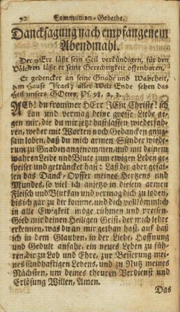 Danksagung nach empfangenem Abendmahl