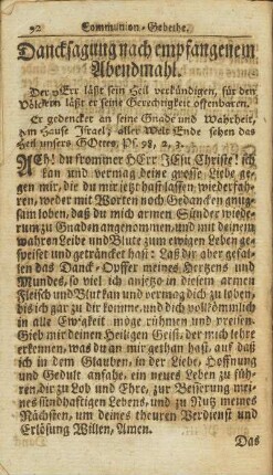 Danksagung nach empfangenem Abendmahl