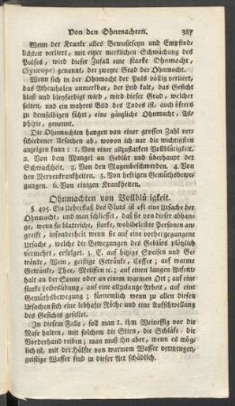 Ohnmachten von Vollblütigkeit