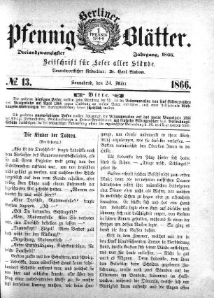 No. 13, Sonnabend, den 24. März