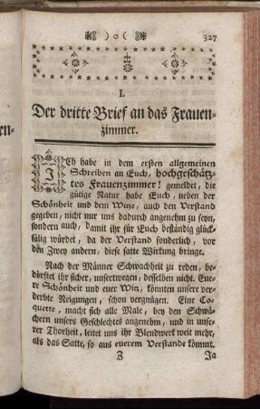 I. Der dritte Brief an das Frauenzimmer.