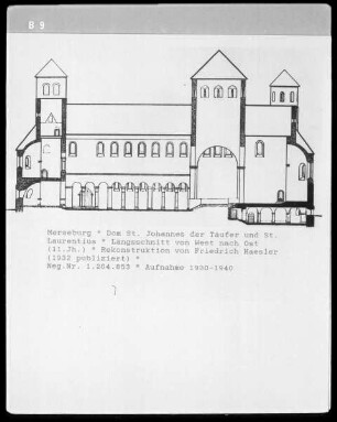 Längsschnitt des Domes zu Merseburg im Zustand des späten 11. Jahrhunderts
