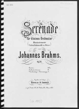 Serenade für kleines Orchester : (Blasinstrumente, Violen, Violoncelli u. Bässe) : Op.16