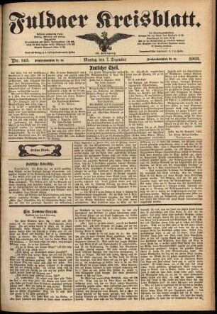 Erste Ausgabe vom Montag, den 07. Dezember 1903.