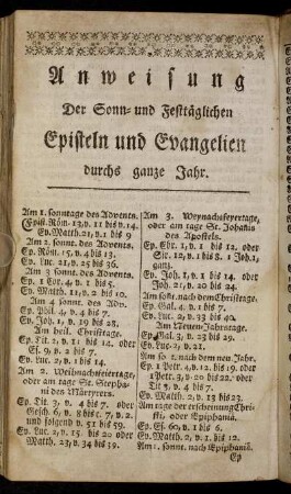 Anweisung Der Sonn- und Festtäglichen Episteln und Evangelien durchs ganze Jahr.